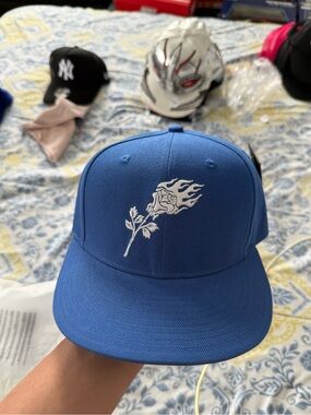 Civil Regime Flaming Rose Fitted Blue Hat